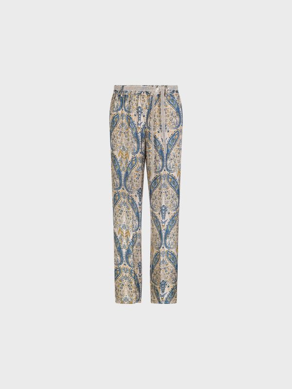 Pantalone In Raso Di Viscosa Stampato