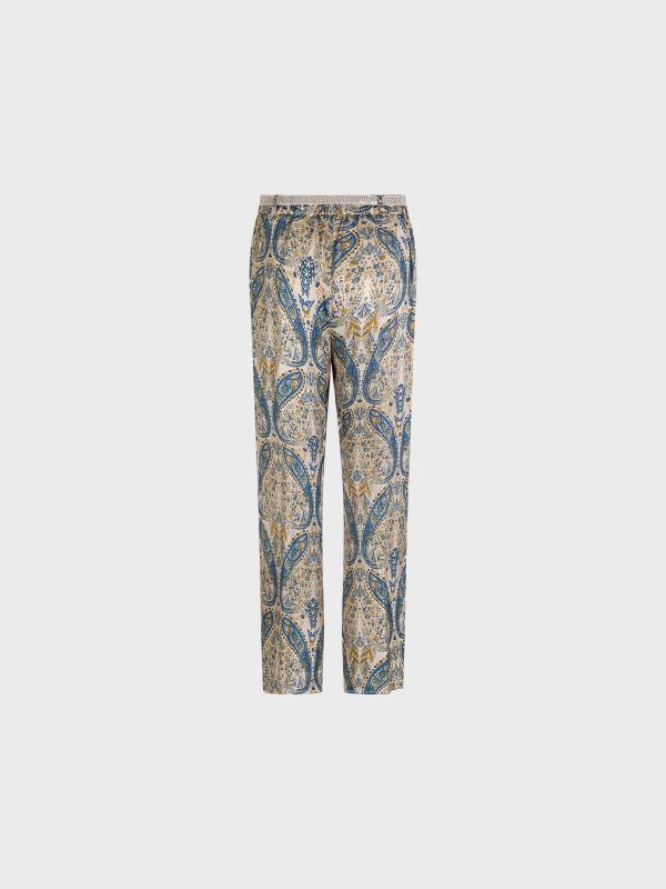 Pantalone In Raso Di Viscosa Stampato