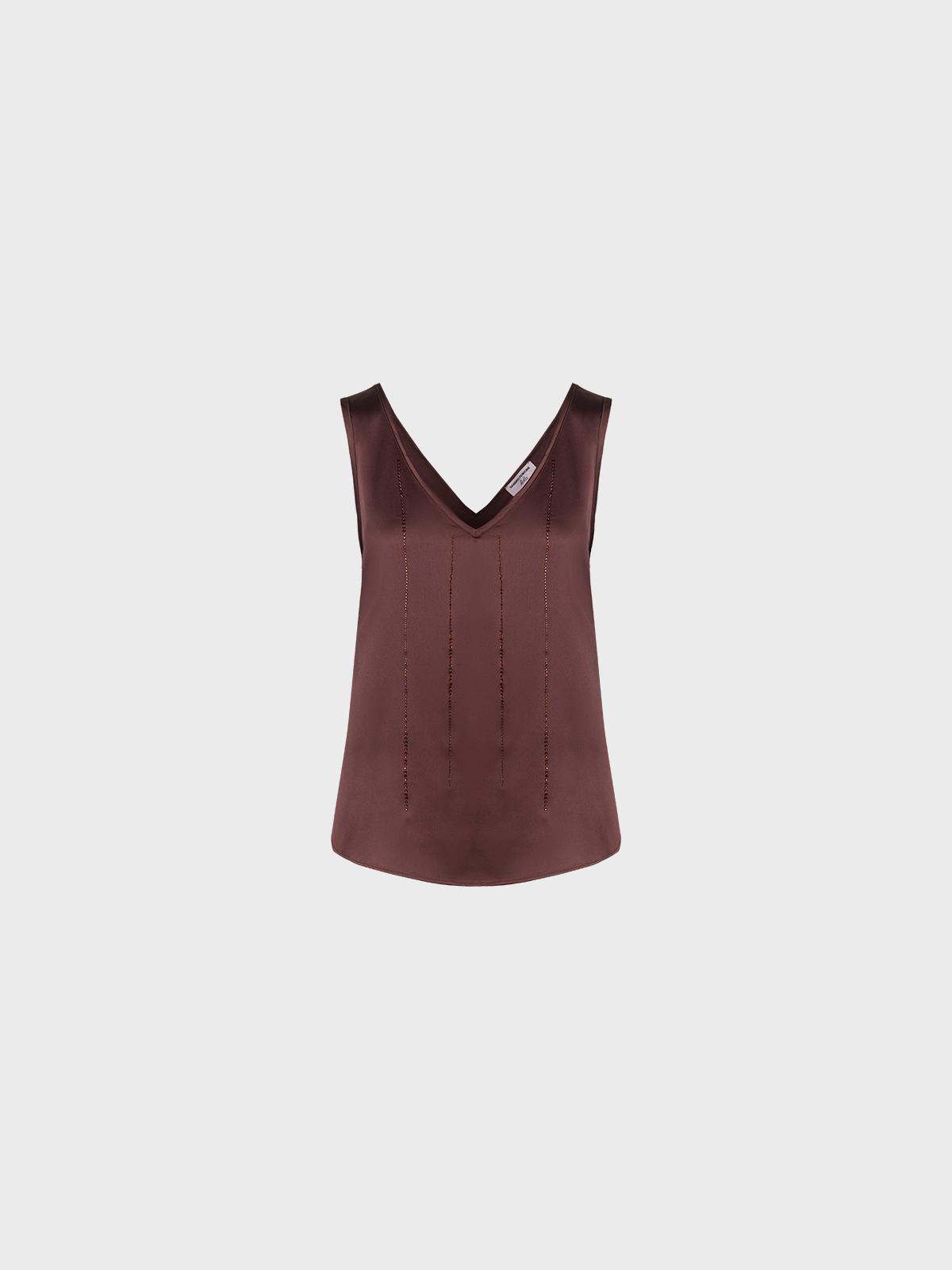 Top Scollo A V Con Strass