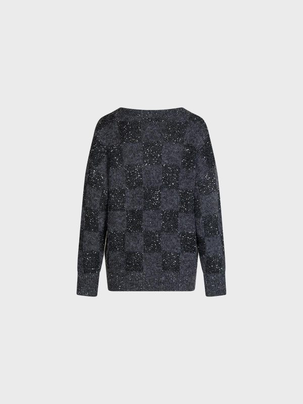 Maglia Scollo A V Con Motivo A Scacchi