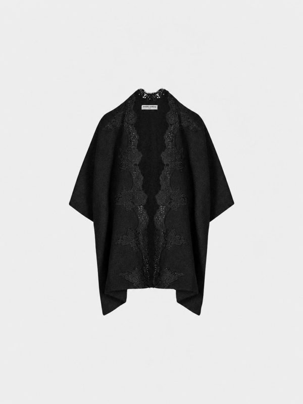 Cardigan Over Con Applicazione In Pizzo