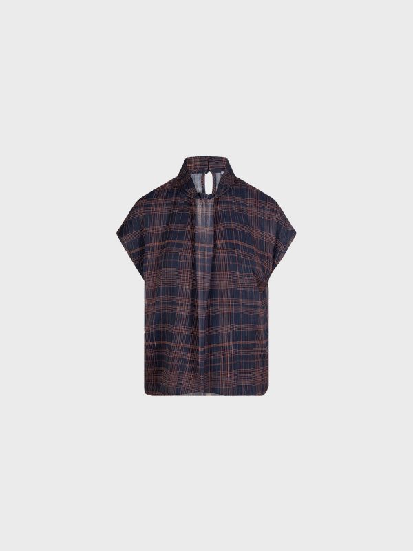 Blusa S/M A Quadri In Creponne