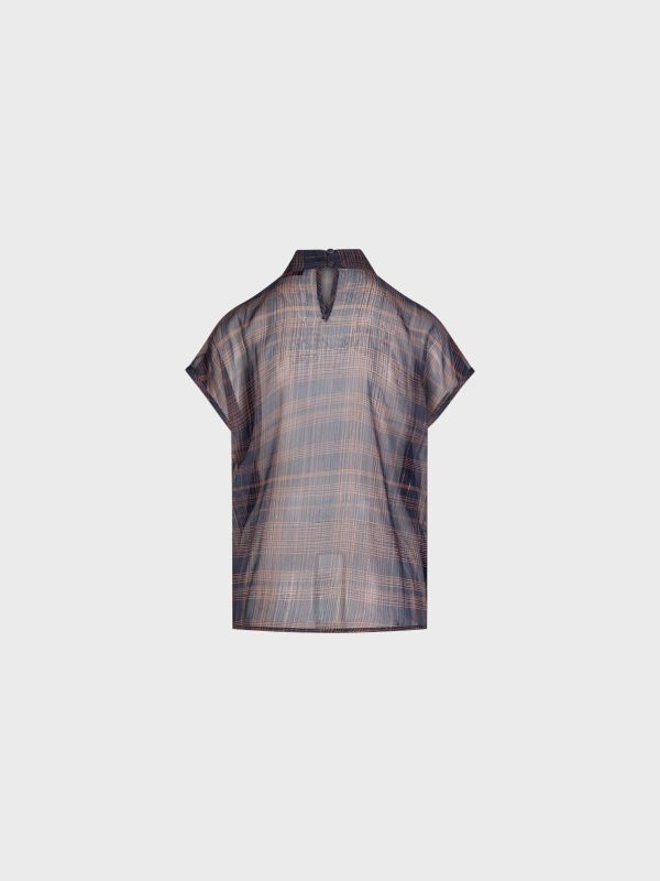Blusa S/M A Quadri In Creponne