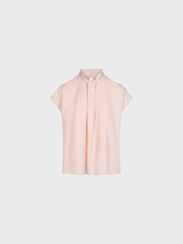 Blusa Con Nodo Su Collo E Ricamo