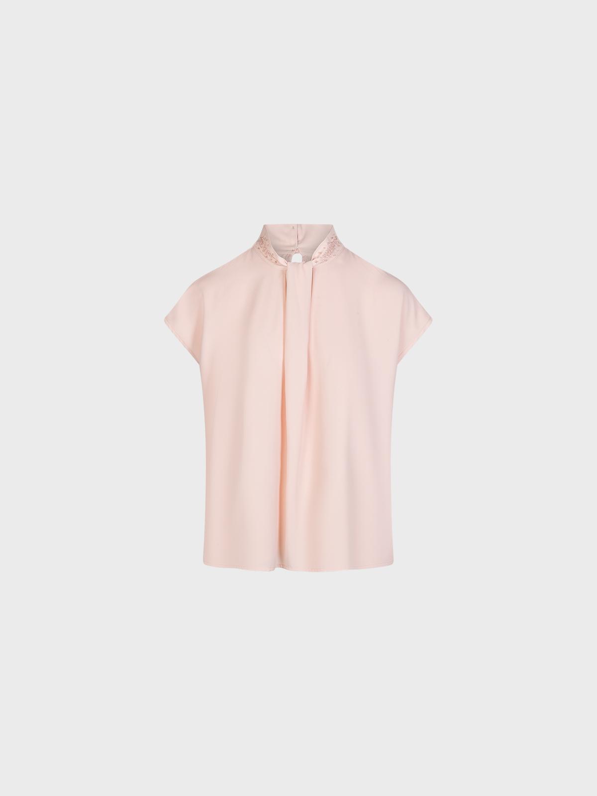 Blusa Con Nodo Su Collo E Ricamo