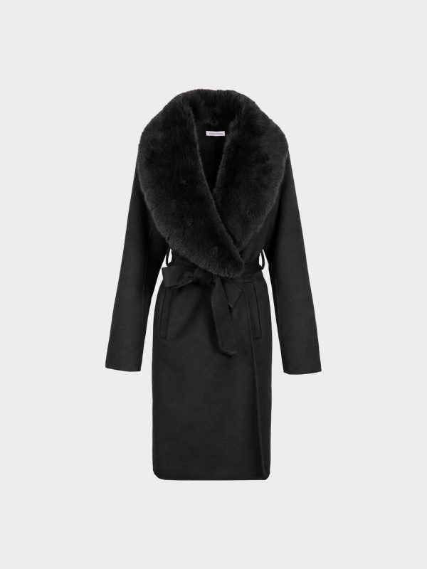 Cappotto Con Collo Di Pelliccia