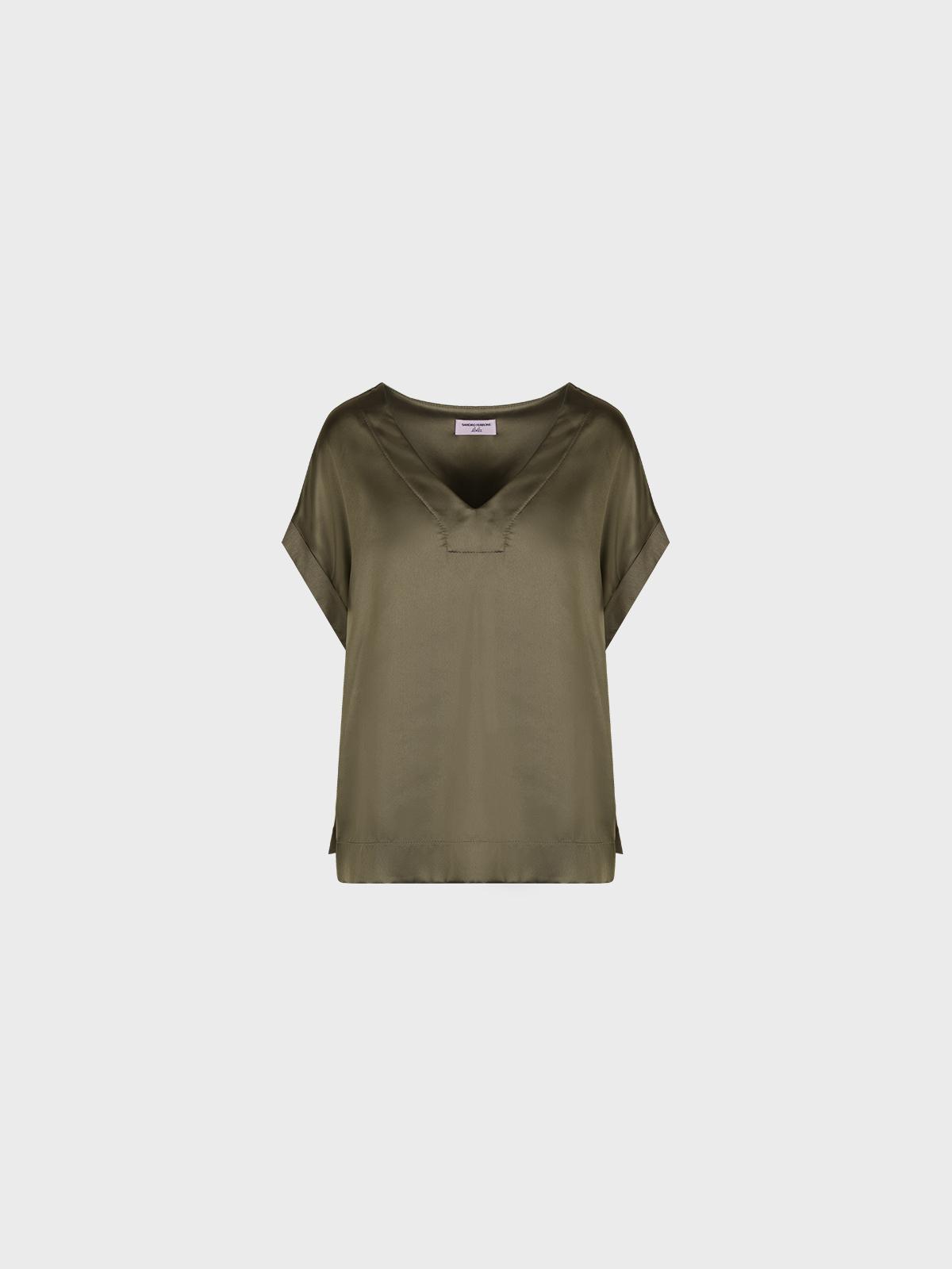 Blusa Scollo A V Bimateriale