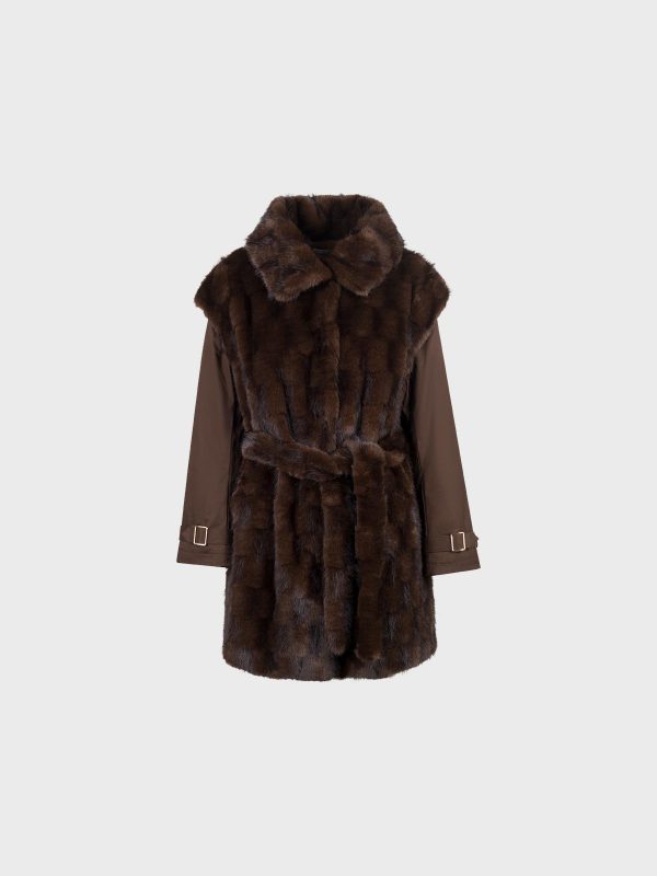 Ecopelliccia Con Maniche In Nylon