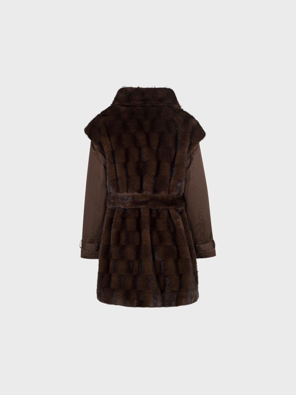 Ecopelliccia Con Maniche In Nylon