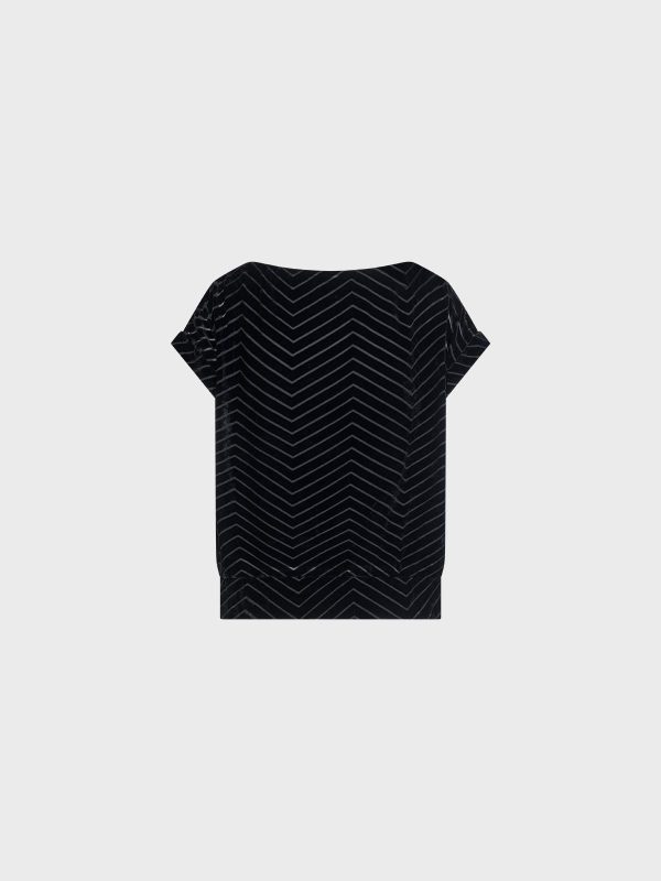 Blusa Scollo Barca In Velluto Chevron